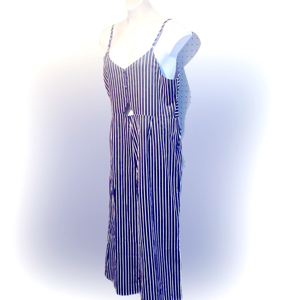 Jumper pantsuit navy/white nautical tag 3X/fit 2X new w/tags NWT peekaboo panel